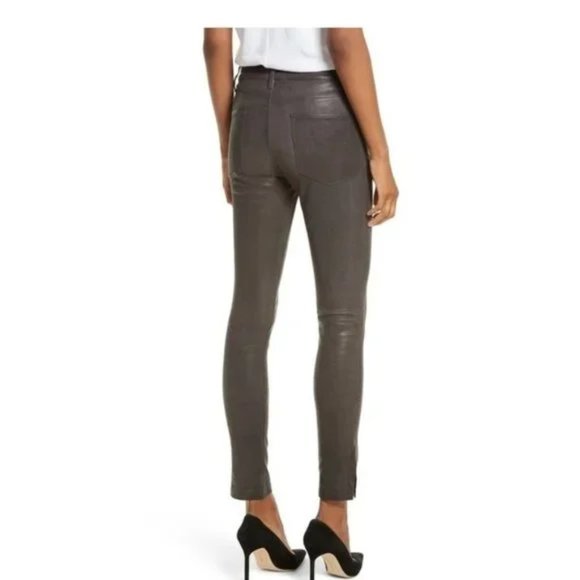 FRAME Le High Skinny Slit Leather Pants - Picture 2 of 6